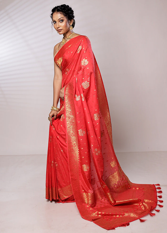 Red Georgette Saree With Blouse Piece