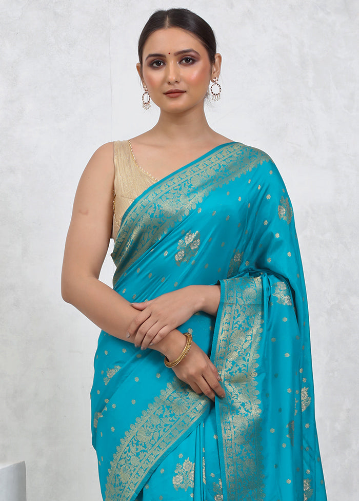 Blue Georgette Saree With Blouse Piece