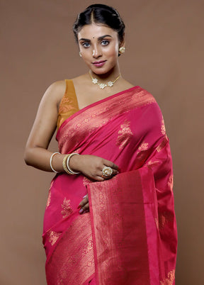 Pink Dupion Silk Saree With Blouse Piece - Indian Silk House Agencies