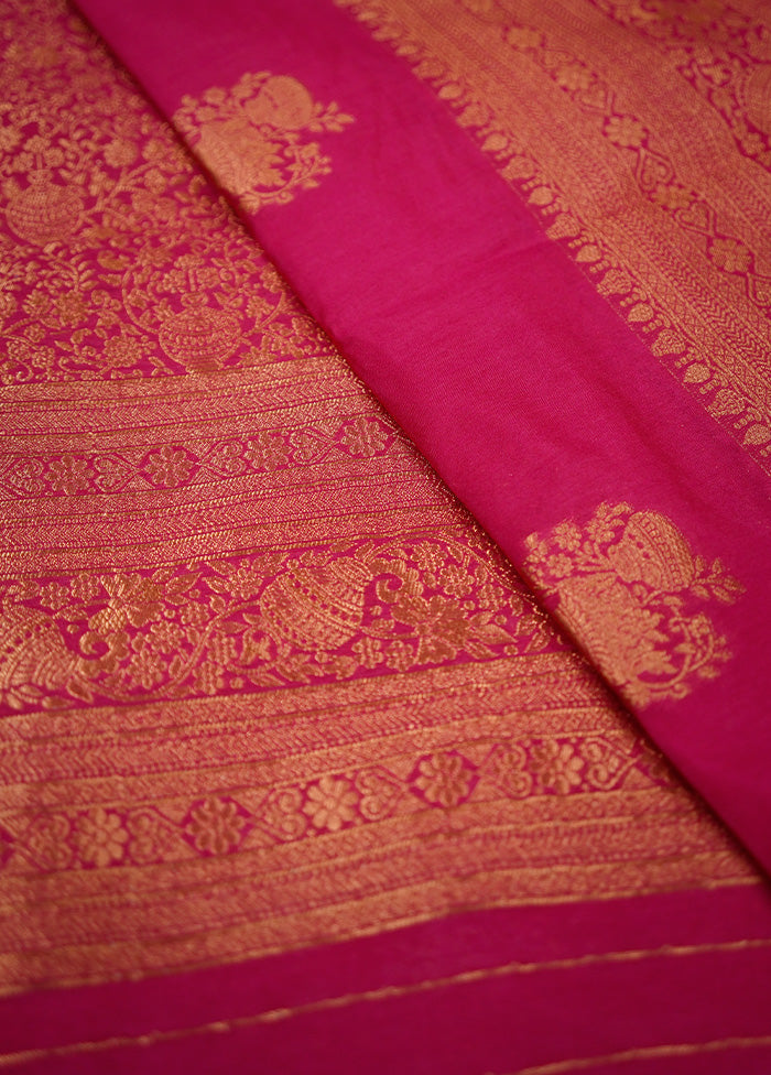 Pink Dupion Silk Saree With Blouse Piece - Indian Silk House Agencies