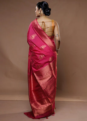 Pink Dupion Silk Saree With Blouse Piece - Indian Silk House Agencies