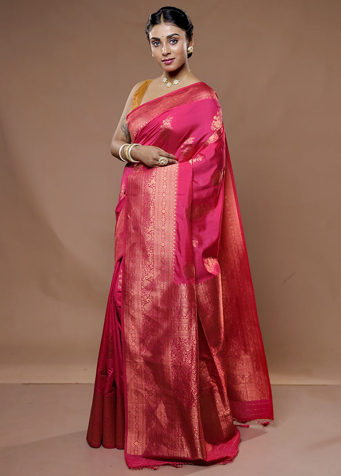 Pink Dupion Silk Saree With Blouse Piece - Indian Silk House Agencies