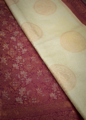 Cream Dupion Silk Saree With Blouse Piece - Indian Silk House Agencies