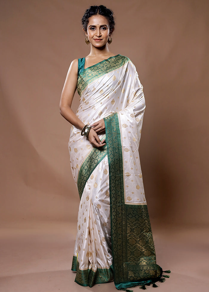 Green Dupion Silk Saree With Blouse Piece - Indian Silk House Agencies