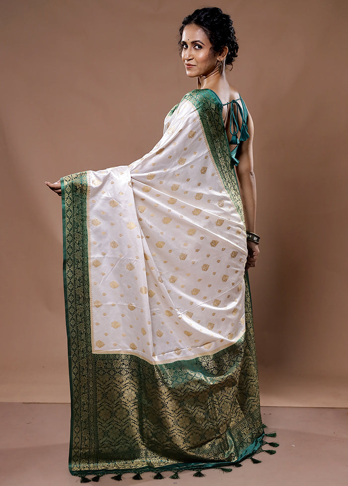 Green Dupion Silk Saree With Blouse Piece - Indian Silk House Agencies