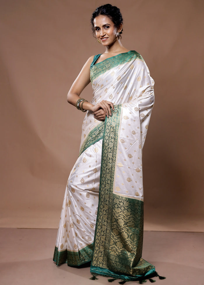 Green Dupion Silk Saree With Blouse Piece - Indian Silk House Agencies