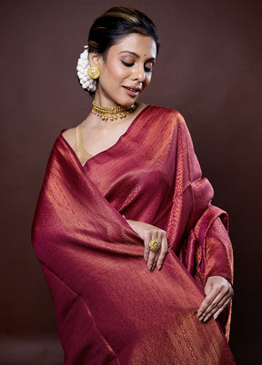 Pink Dupion Silk Saree Without Blouse Piece - Indian Silk House Agencies