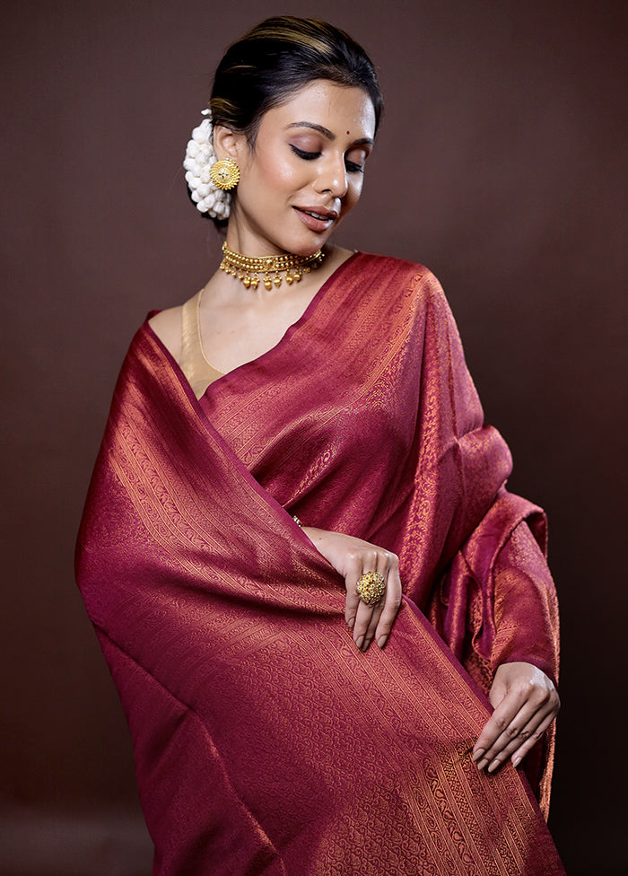 Pink Dupion Silk Saree Without Blouse Piece - Indian Silk House Agencies