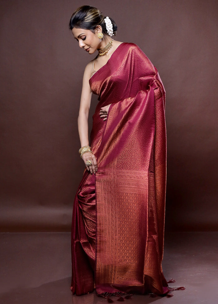 Pink Dupion Silk Saree Without Blouse Piece - Indian Silk House Agencies