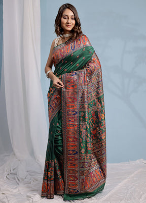 Green Baluchari Silk Saree With Blouse Piece - Indian Silk House Agencies