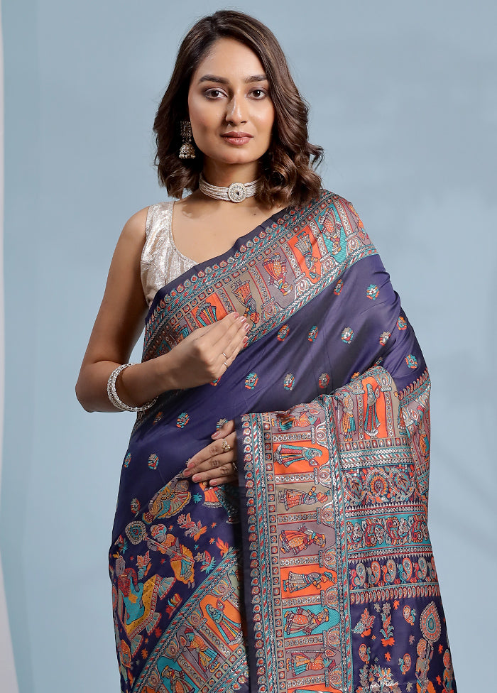 Blue Baluchari Silk Saree With Blouse Piece - Indian Silk House Agencies