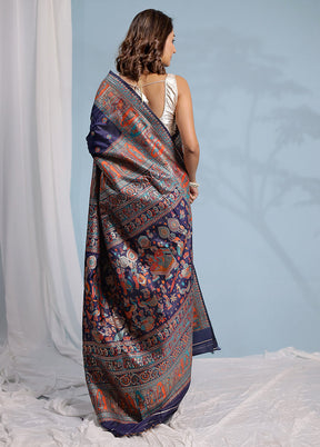 Blue Baluchari Silk Saree With Blouse Piece - Indian Silk House Agencies