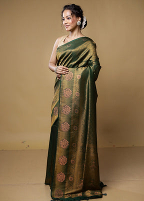 Green Dupion Silk Saree With Blouse Piece