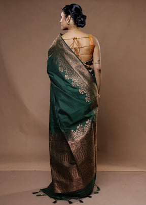 Green Dupion Silk Saree With Blouse Piece - Indian Silk House Agencies