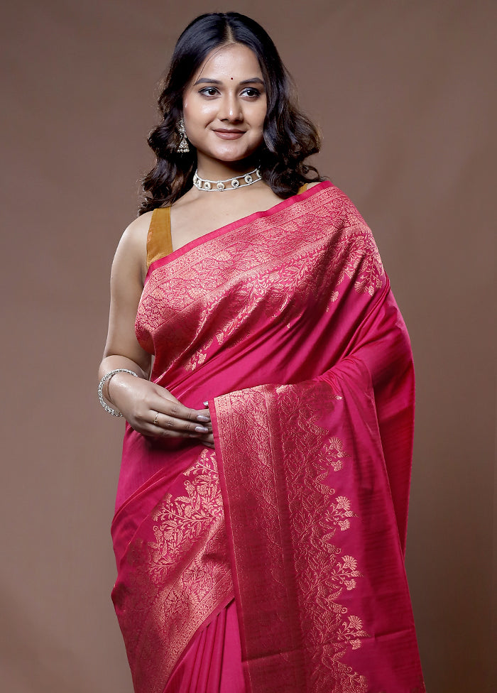 Pink Dupion Silk Saree With Blouse Piece - Indian Silk House Agencies