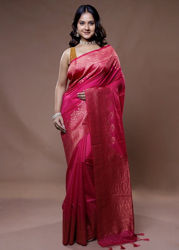 Pink Dupion Silk Saree With Blouse Piece - Indian Silk House Agencies