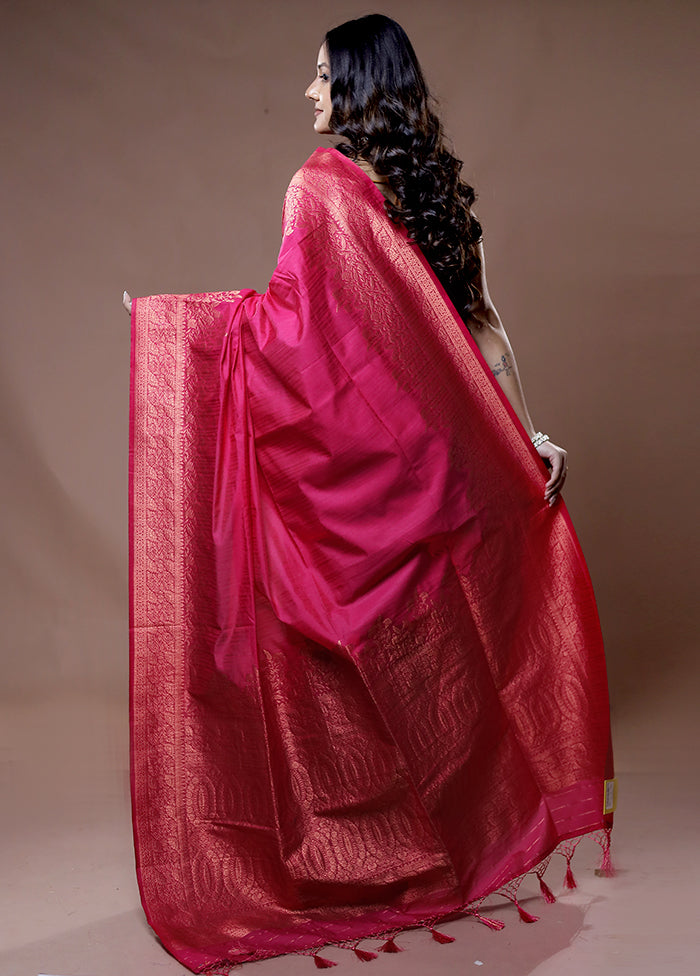 Pink Dupion Silk Saree With Blouse Piece - Indian Silk House Agencies