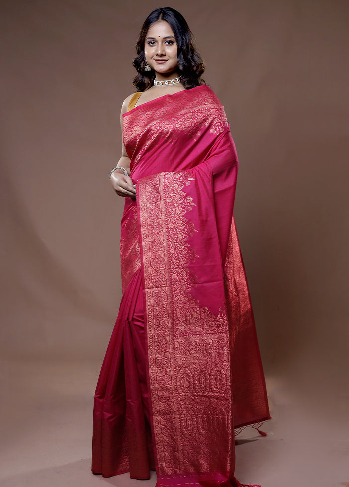 Pink Dupion Silk Saree With Blouse Piece - Indian Silk House Agencies