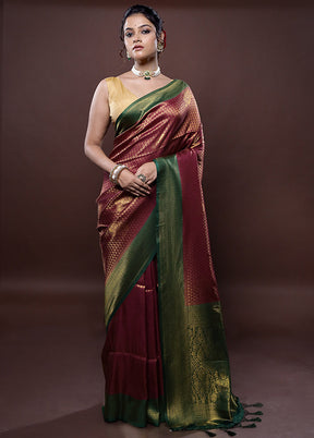 Green Dupion Silk Saree Without Blouse Piece - Indian Silk House Agencies