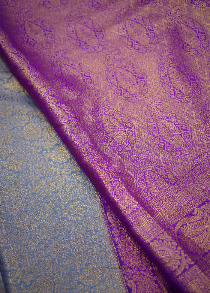 Grey Dupion Silk Saree Without Blouse Piece - Indian Silk House Agencies