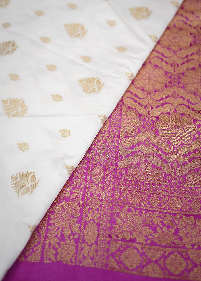 Cream Dupion Silk Saree Without Blouse Piece - Indian Silk House Agencies