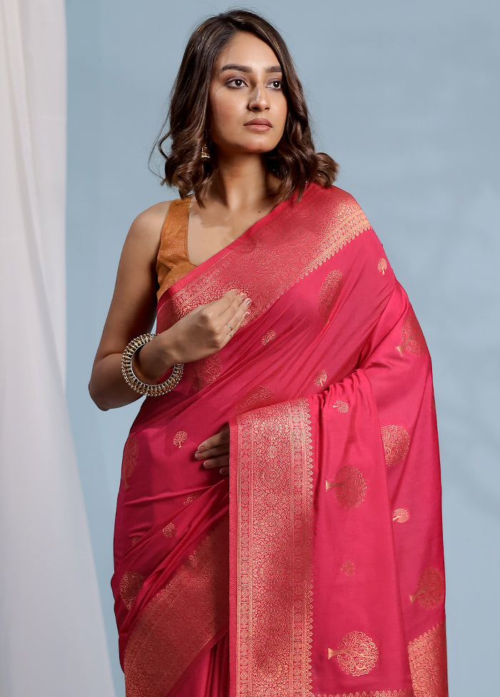 Pink Dupion Silk Saree With Blouse Piece - Indian Silk House Agencies