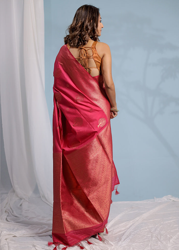 Pink Dupion Silk Saree With Blouse Piece - Indian Silk House Agencies