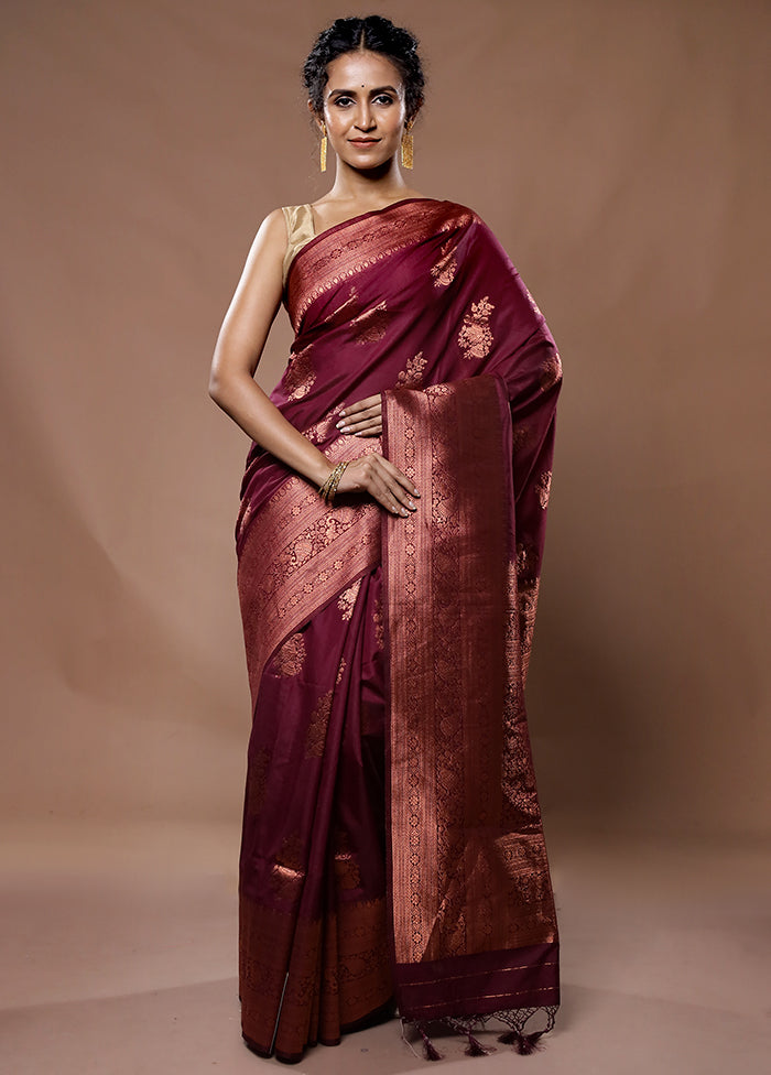 Purple Dupion Silk Saree With Blouse Piece - Indian Silk House Agencies