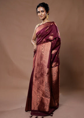 Purple Dupion Silk Saree With Blouse Piece - Indian Silk House Agencies