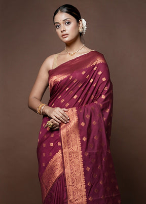 Purple Dupion Silk Saree With Blouse Piece