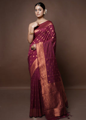 Purple Dupion Silk Saree With Blouse Piece