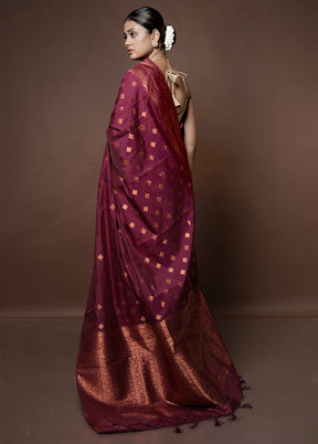 Purple Dupion Silk Saree With Blouse Piece