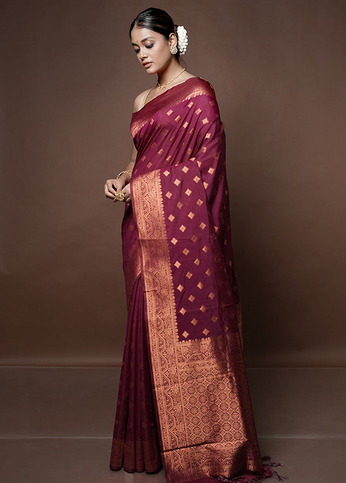 Purple Dupion Silk Saree With Blouse Piece