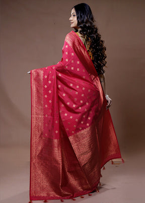 Pink Dupion Silk Saree With Blouse Piece - Indian Silk House Agencies