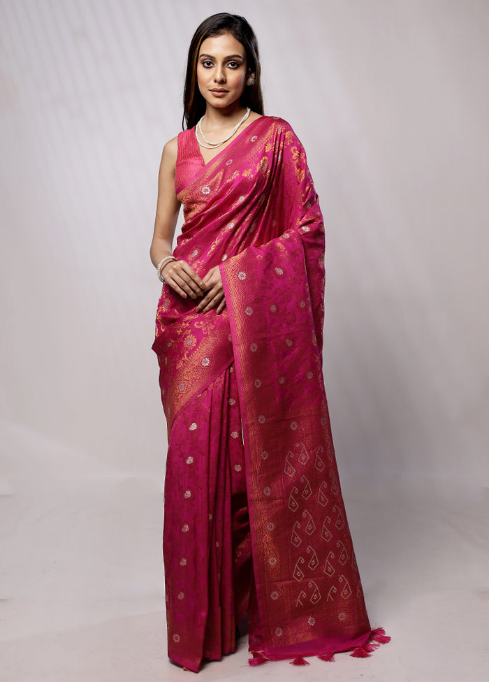 Pink Georgette Saree With Blouse Piece