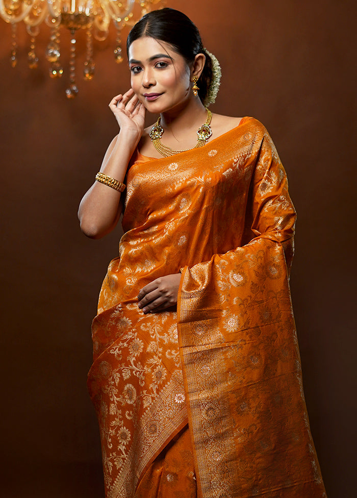 Rust Georgette Saree With Blouse Piece