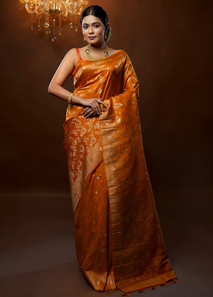 Rust Georgette Saree With Blouse Piece