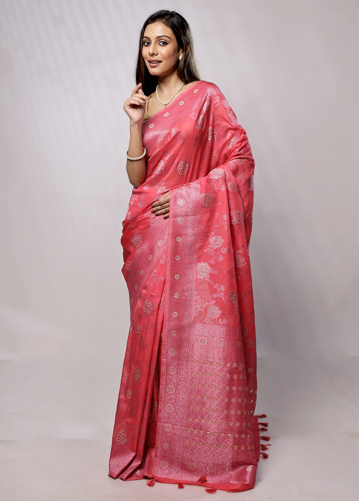 Pink Georgette Saree With Blouse Piece