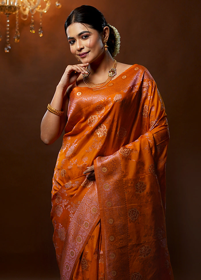 Rust Georgette Saree With Blouse Piece - Indian Silk House Agencies