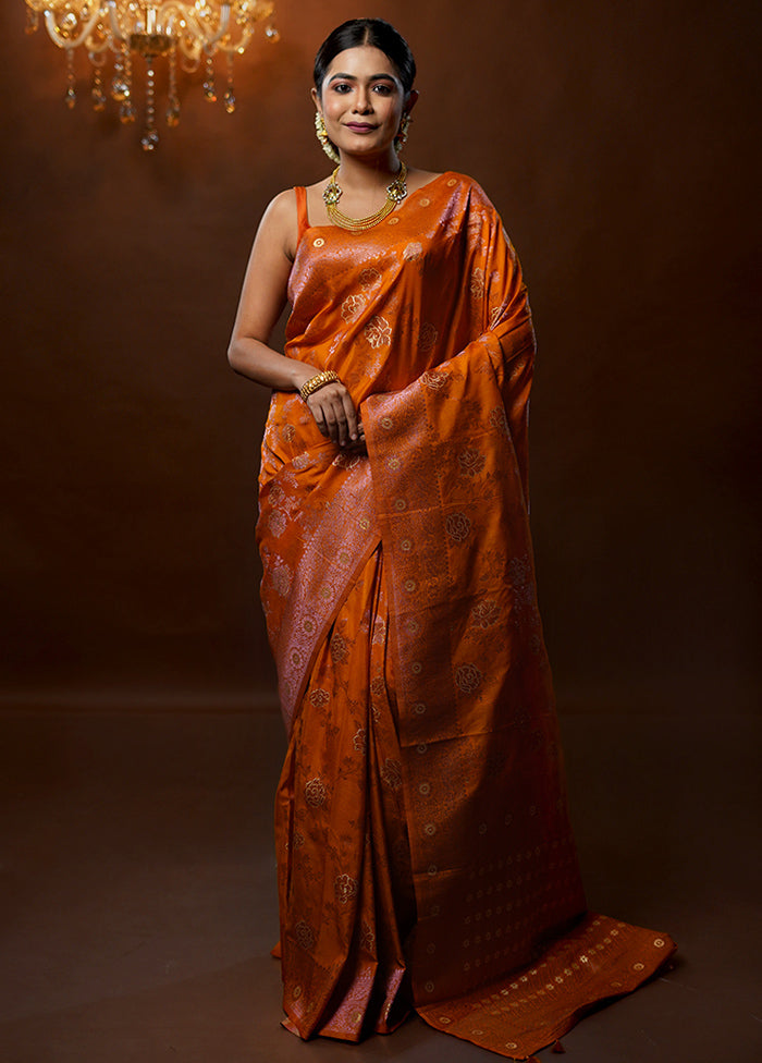 Rust Georgette Saree With Blouse Piece - Indian Silk House Agencies