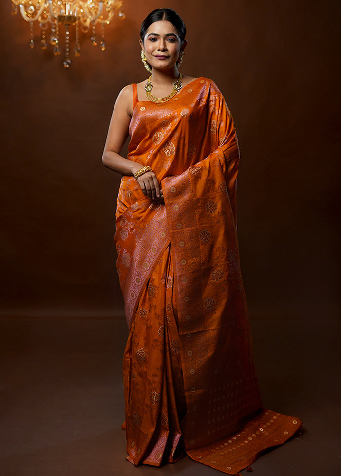 Rust Georgette Saree With Blouse Piece