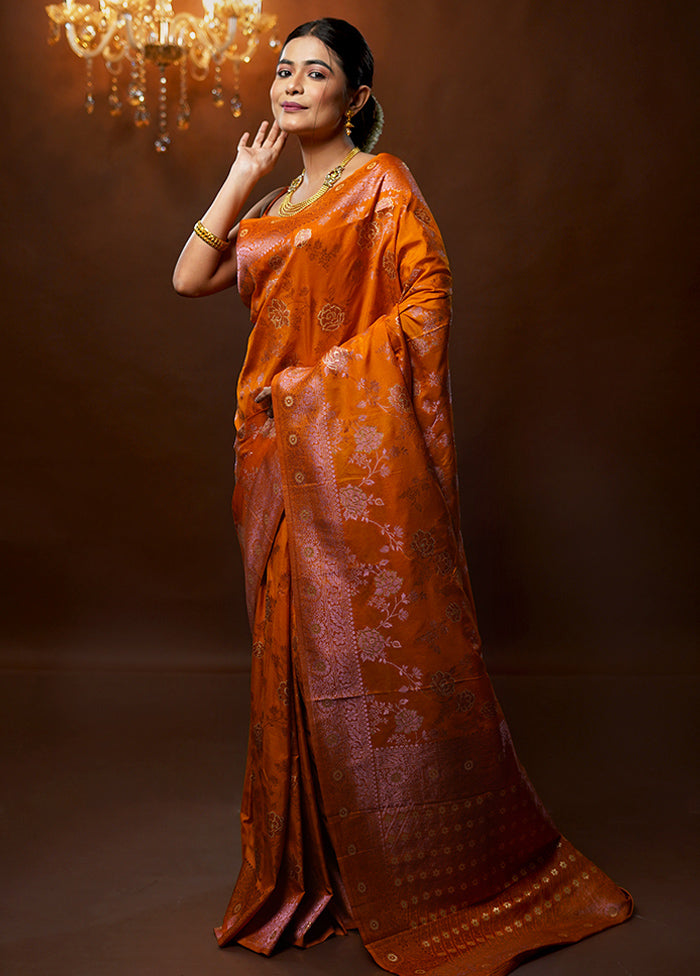 Rust Georgette Saree With Blouse Piece - Indian Silk House Agencies