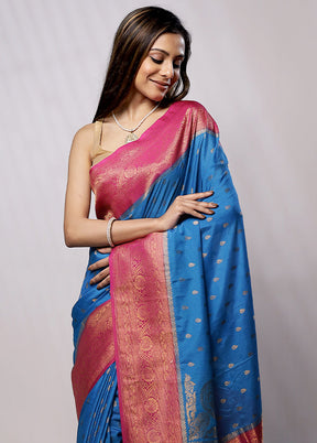 Blue Georgette Saree With Blouse Piece - Indian Silk House Agencies