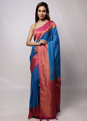 Blue Georgette Saree With Blouse Piece