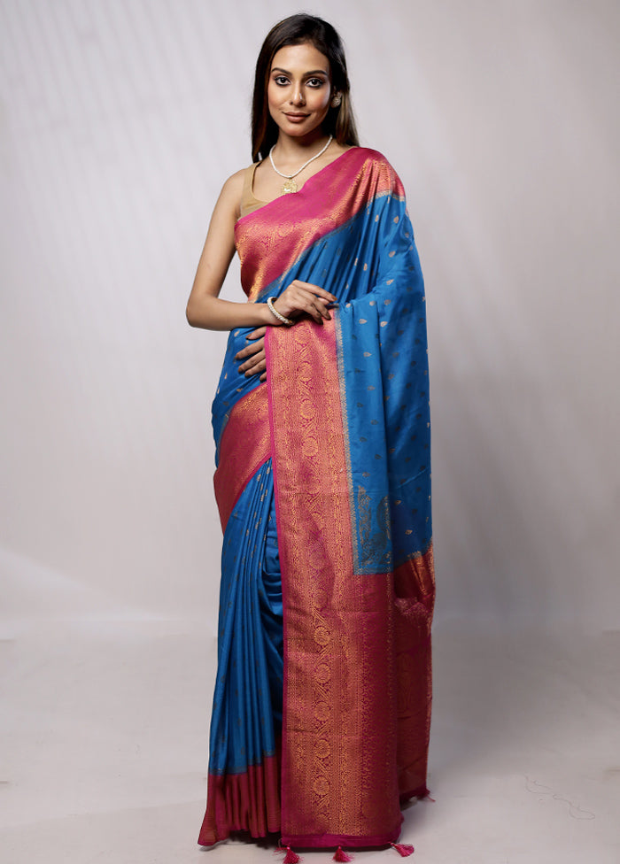 Blue Georgette Saree With Blouse Piece - Indian Silk House Agencies