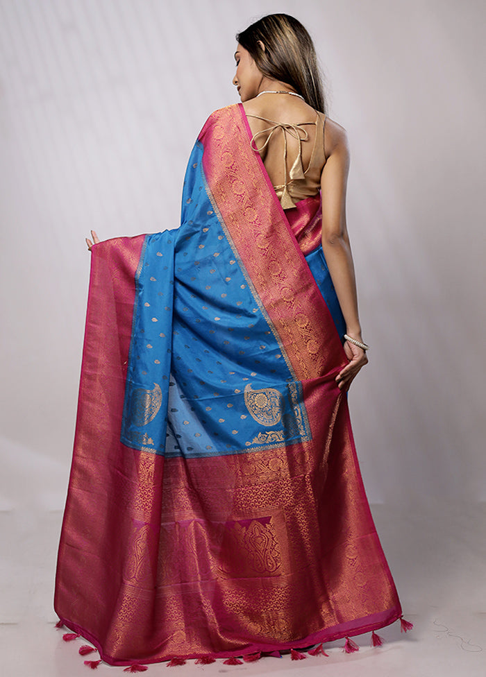 Blue Georgette Saree With Blouse Piece - Indian Silk House Agencies