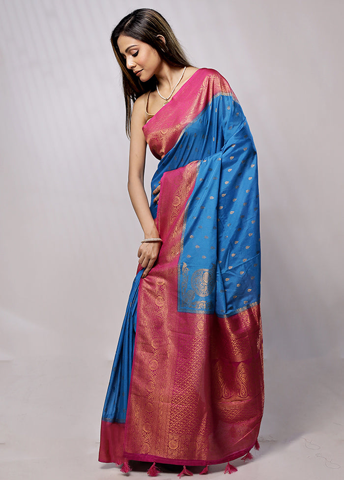 Blue Georgette Saree With Blouse Piece - Indian Silk House Agencies