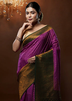 Purple Georgette Saree With Blouse Piece