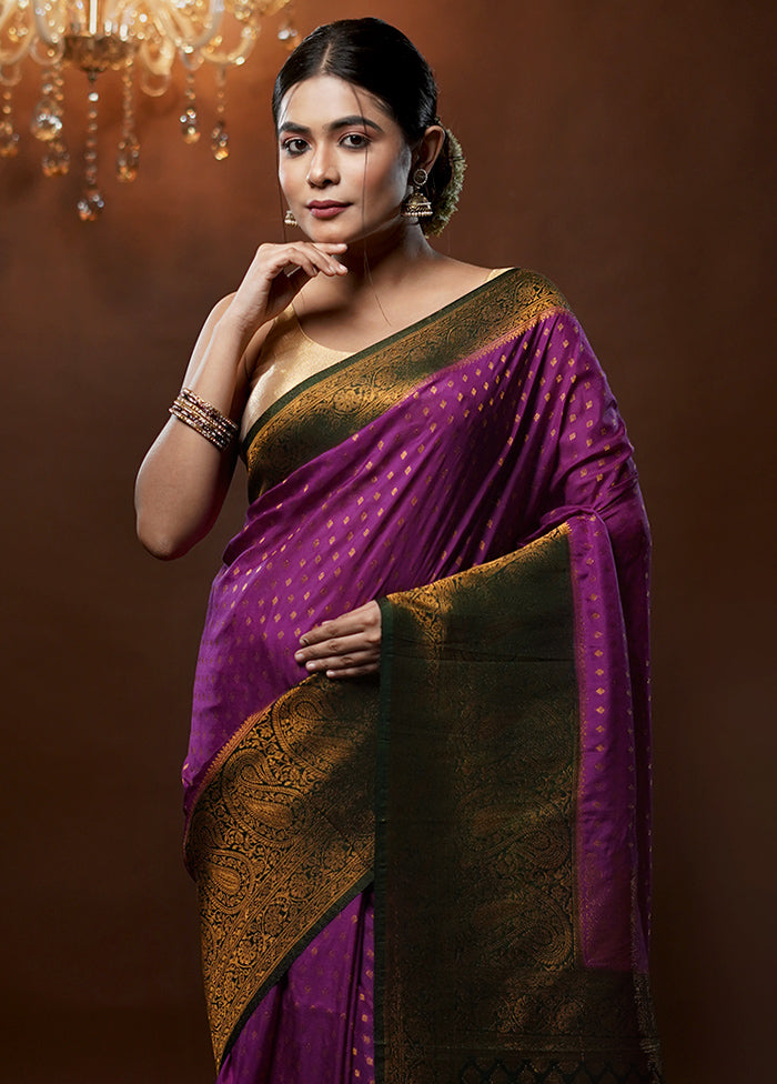 Purple Georgette Saree With Blouse Piece