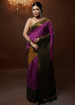 Purple Georgette Saree With Blouse Piece